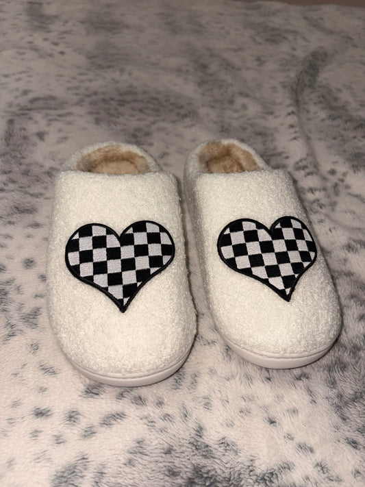 Checkered Heart Slippers