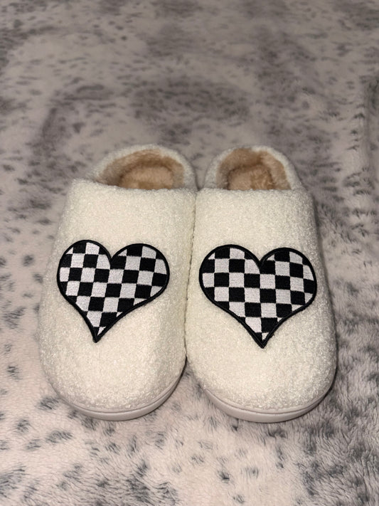 Checkered Heart Slippers