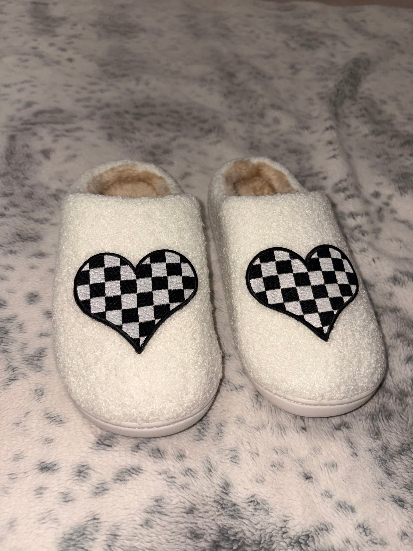 Checkered Heart Slippers