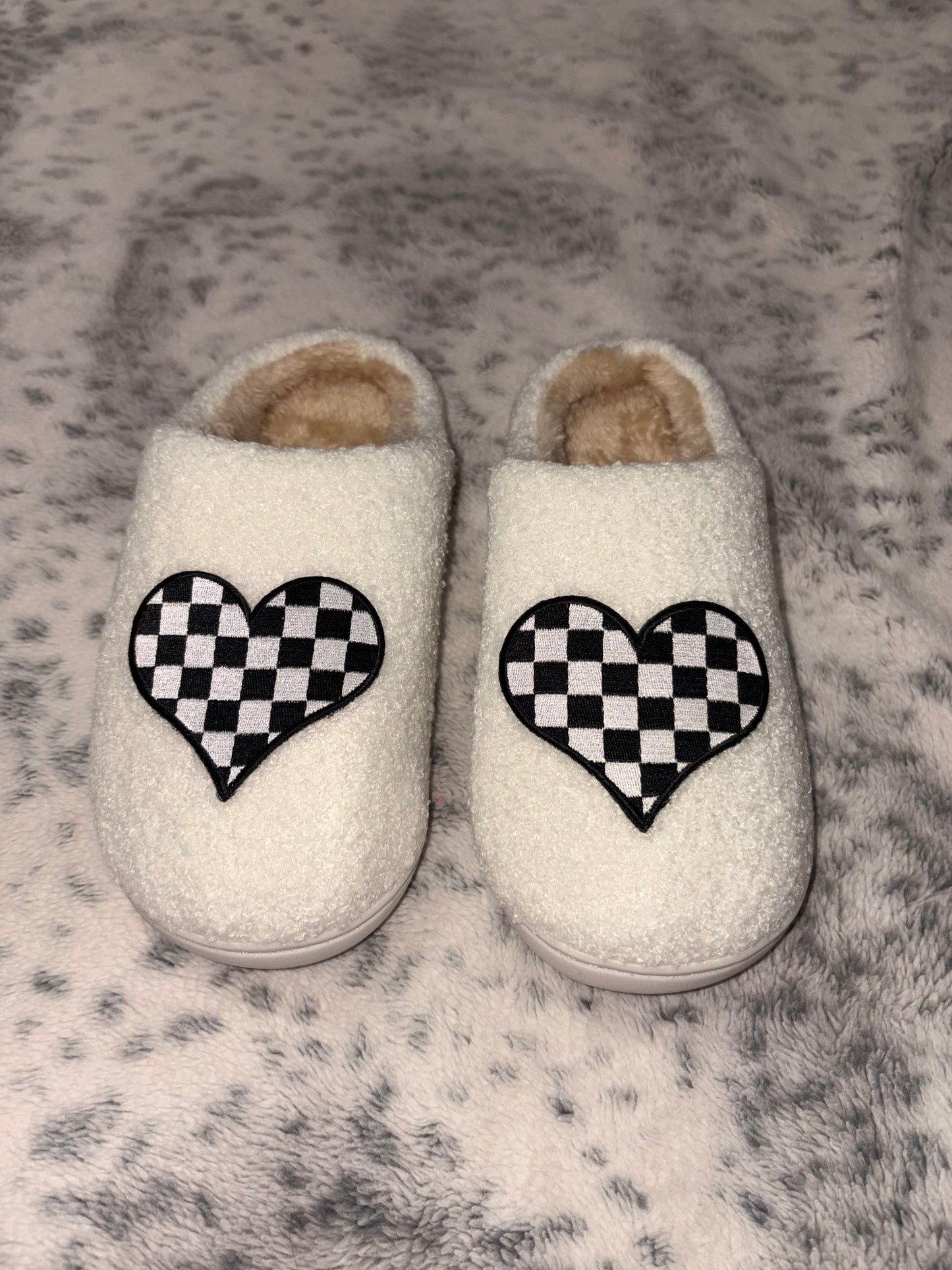 Checkered Heart Slippers